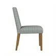 Benjara Kip Dining Chair- Honey Oak Wood- Green Mini Grid Pattern Woven Fabric