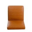 Benjara Dining Chair- Black Metal- Caramel Brown Channel Stitched Faux Leather