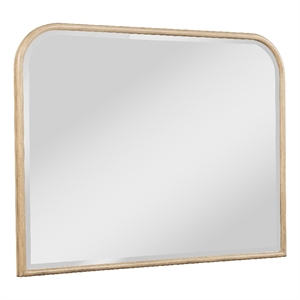 Benjara 36&quot Lno Rectangular Dresser Mirror- Beige Oak Wood Frame