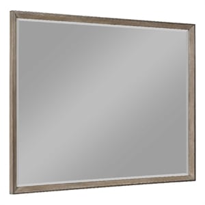 Benjara 40&quot Lyni Rectangular Wood Frame Dresser Mirror- Washed Oak Gray