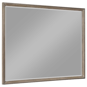 Benjara 40&quot Lyni Rectangular Wood Frame Dresser Mirror- Washed Oak Gray