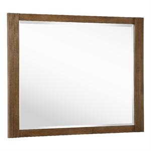Benjara 38&quot Reon Dresser Mirror- Ash Brown Wood Frame/Vertical Fluting