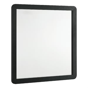 Benjara Cavy Dresser Mirror- Rounded Corners and Flat Glass/Black Melamine