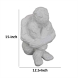 Benjara Roy Abstract Contemplative Man Figurine- White Resin Art 15 Inch