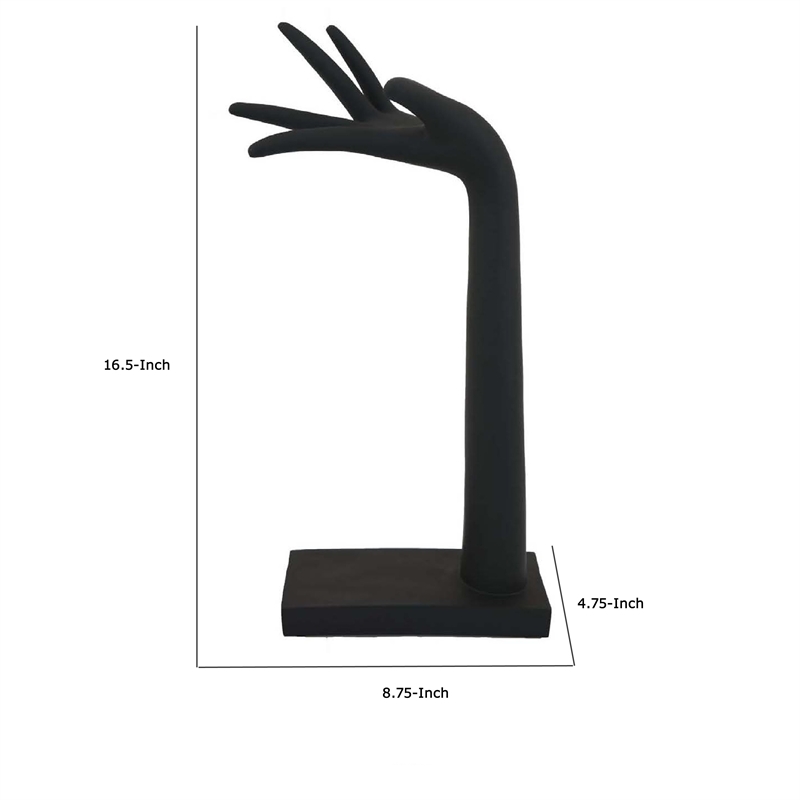 Benjara Hand Sculpture Accent Figurine- Contemporary Black Resin- 17 Inch