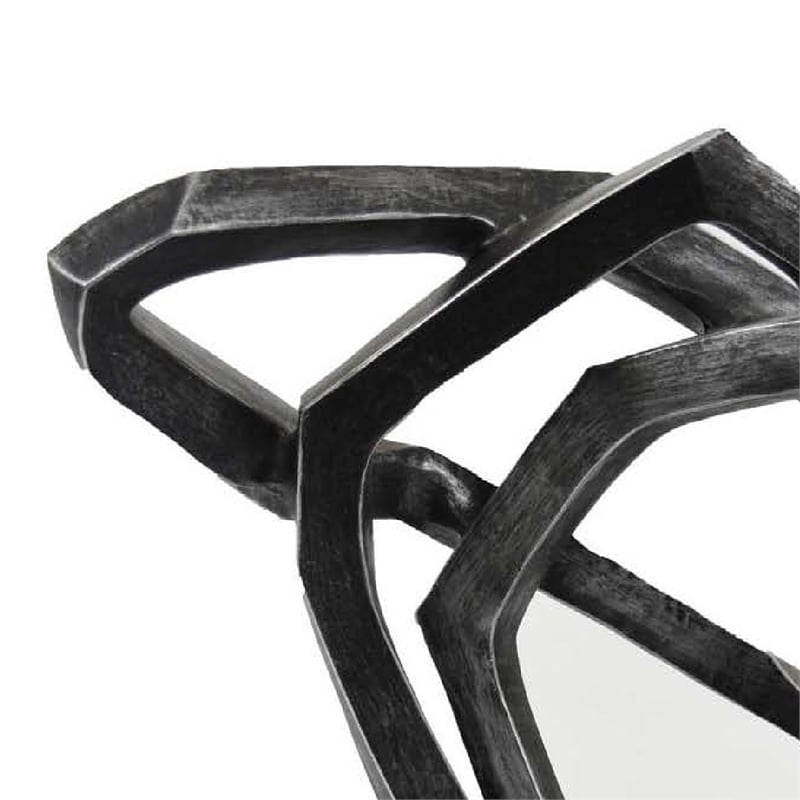 Benjara Abstract Decorative Tabletop Sculpture- Gray Resin Geometric- 17 Inch