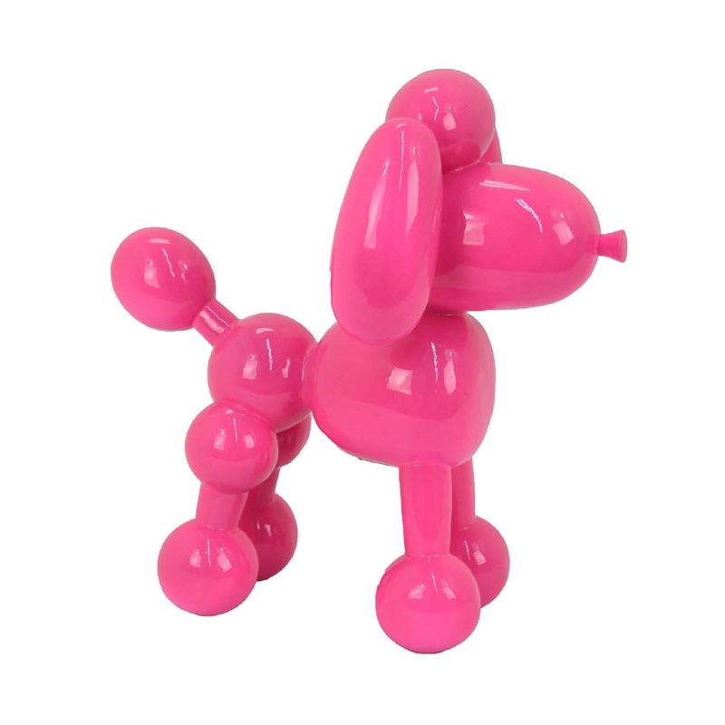 Benjara Balloon Dog Accent Decor- Bright Pink Resin- Intricate Details 12 Inch