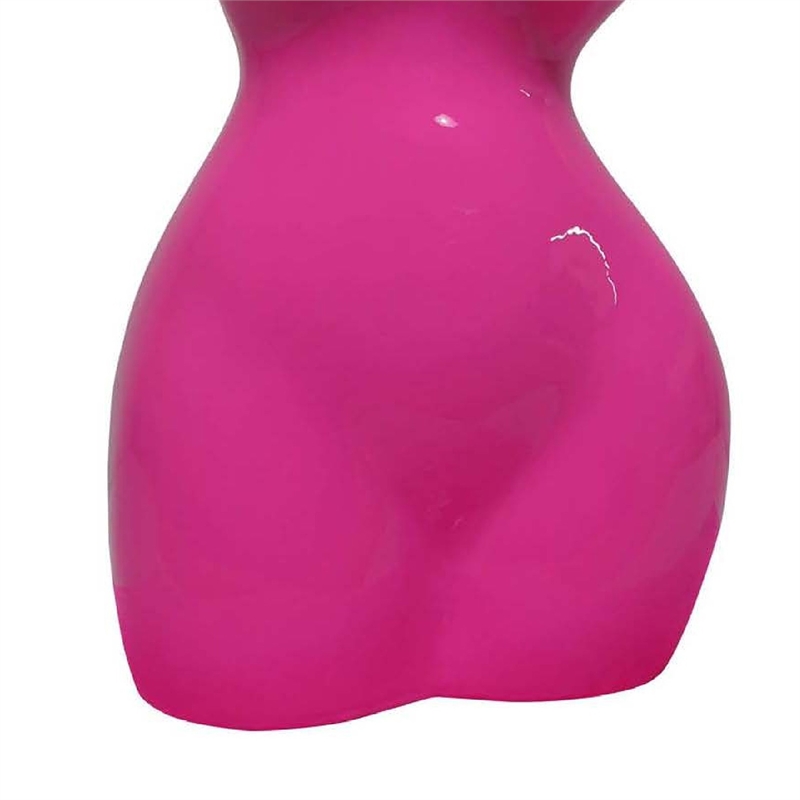 Benjara Female Torso Tabletop Decor- Bright Pink Resin Sculptural Bust 16 Inch