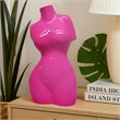 Benjara Female Torso Tabletop Decor- Bright Pink Resin Sculptural Bust 16 Inch