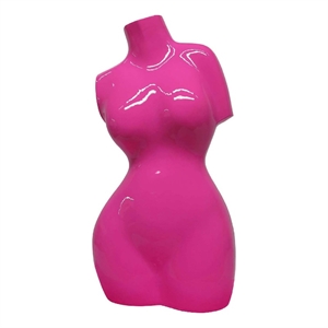 Benjara Female Torso Tabletop Decor- Bright Pink Resin Sculptural Bust 16 Inch
