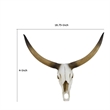Benjara Kriya Sculpture- Longhorn Bull Skull Curved Horns- White Resin 19 Inch