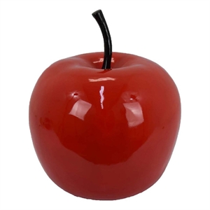 Benjara Masu Tabletop Accent Decor- 16&quot Apple Design Glossy Red Resin Body
