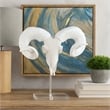 Benjara Mitch Bighead Sheep Ram Sculpture w Curved Horns- White Resin 16 Inch