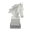 Benjara Horse Head Decor- White Resin Frame- Gray Acrylic Base 13 Inch
