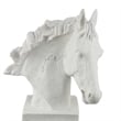 Benjara Horse Head Decor- White Resin Frame- Gray Acrylic Base 13 Inch