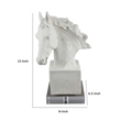 Benjara Horse Head Decor- White Resin Frame- Gray Acrylic Base 13 Inch