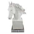Benjara Horse Head Decor- White Resin Frame- Gray Acrylic Base 13 Inch