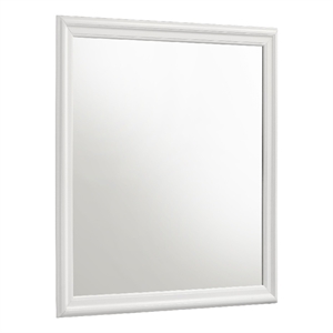 Benjara 38&quot Nim Rectangular Dresser Mirror- Molded Trim Frame/White Wood