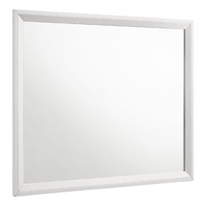 Benjara Noro Dresser Mirror with Slim Trim- Open Mitered Corners- White Wood
