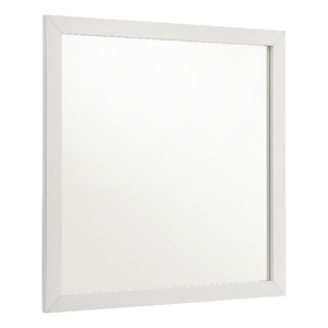 Benjara Dex Rectangular Dresser Mirror- Non-Beveled Glass- White Wood-Melamine