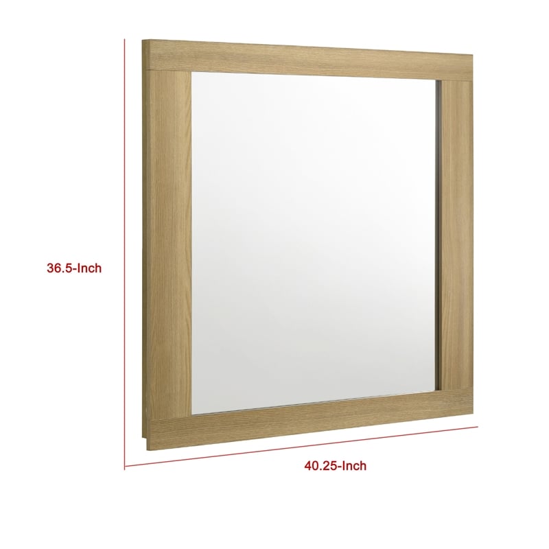 Benjara Hyle Rectangular Dresser Mirror- Italian-Inspired Design- Brown Wood