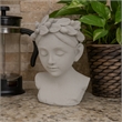 Benjara Sanie Decorative Female Bust with Floral Crown- Gray Resin 17 Inch