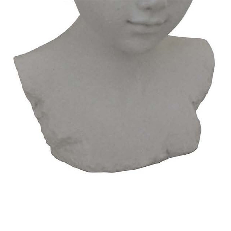 Benjara Sanie Decorative Female Bust with Floral Crown- Gray Resin 17 Inch