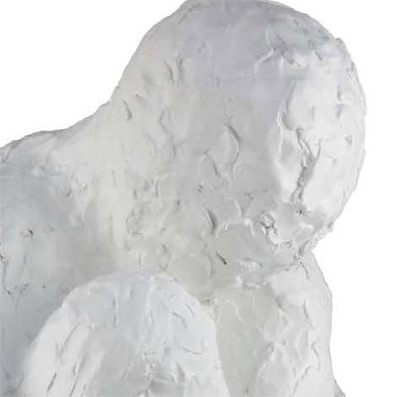 Benjara Roy Abstract Contemplative Man Figurine- White Resin Art- 27 Inch