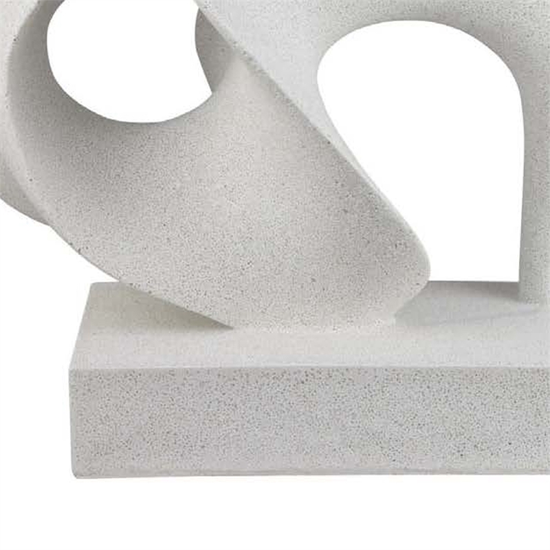 Benjara Ramya Abstract Accent Decor- Flowing Lines and Curves- White Resin