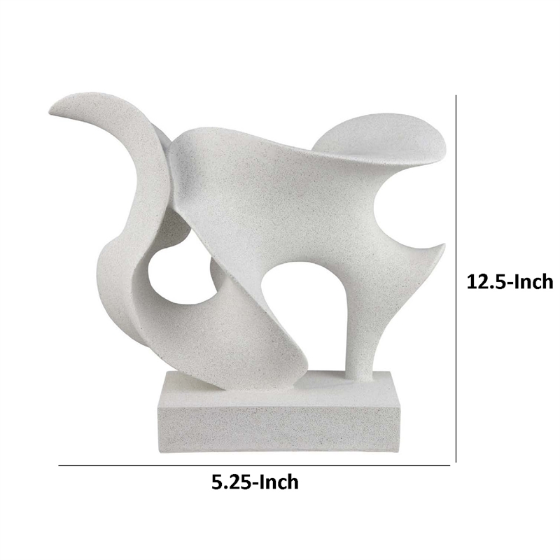 Benjara Ramya Abstract Accent Decor- Flowing Lines and Curves- White Resin
