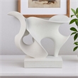 Benjara Ramya Abstract Accent Decor- Flowing Lines and Curves- White Resin