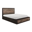 Benjara Mayo 4 Pc Queen Bedroom Set w/ 2 Drawer Footboard- 2 Tone Rustic Brown