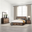 Benjara Mayo 4 Pc Queen Bedroom Set w/ 2 Drawer Footboard- 2 Tone Rustic Brown