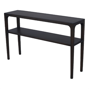 Benjara Geni Sofa Console Table- 48&quot Top w Shelf- Parsons Style Java Gray