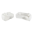 Benjara Viola 2pc Living Room Sofa Set- White Boucle and Faux Sheepskin