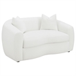 Benjara Viola 2pc Living Room Sofa Set- White Boucle and Faux Sheepskin