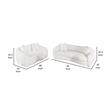 Benjara Viola 2pc Living Room Sofa Set- White Boucle and Faux Sheepskin