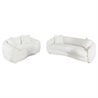 Benjara Viola 2pc Living Room Sofa Set- White Boucle and Faux Sheepskin