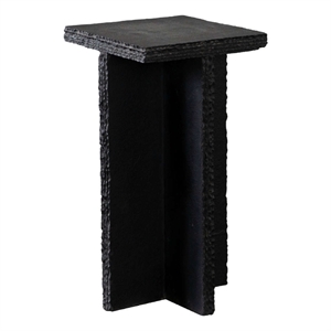 Benjara Tely Accent Side End Table- 12&quot Square Black Slate Marble Top- X Base