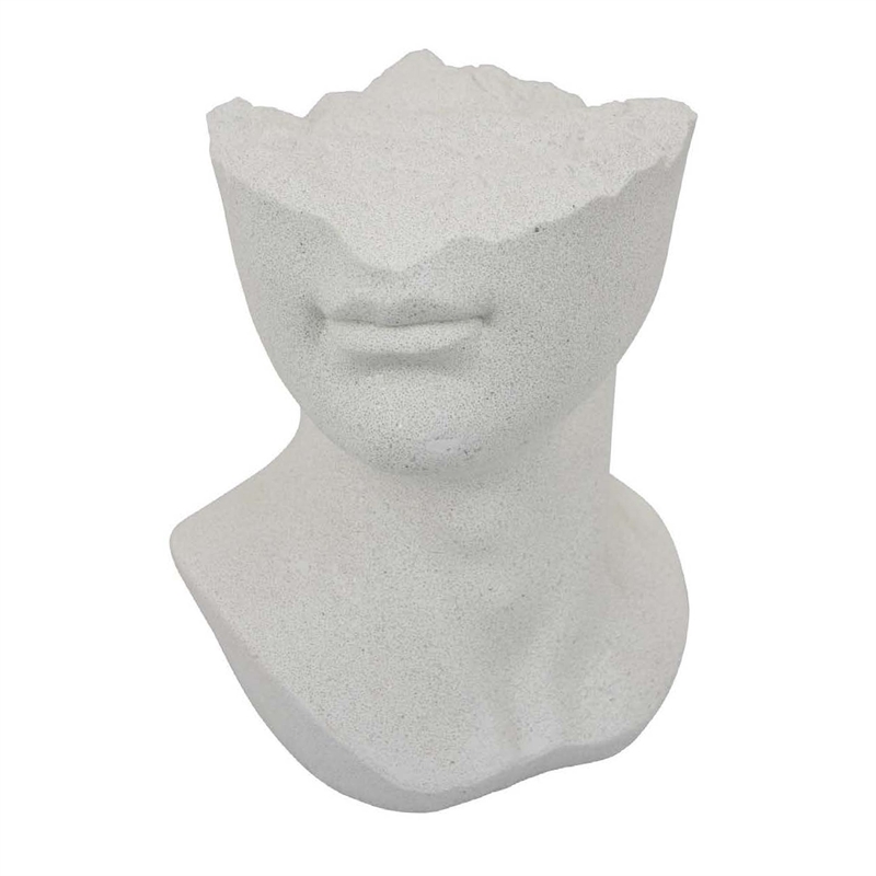 Benjara Head Statuette Tabletop Decor- White Resin- Fragmented Bust- 11 Inch