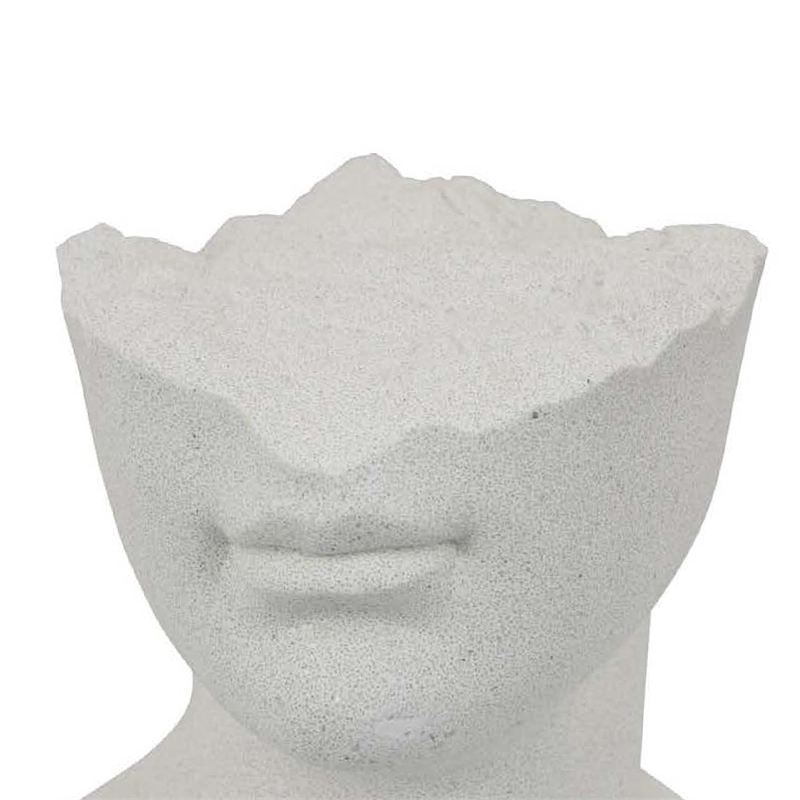 Benjara Head Statuette Tabletop Decor- White Resin- Fragmented Bust- 11 Inch