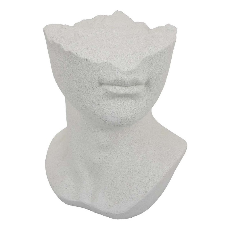 Benjara Head Statuette Tabletop Decor- White Resin- Fragmented Bust- 11 Inch