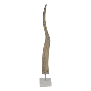 Benjara Linaa Decorative Antler Horn- Brown Resin Clear Acrylic Base- 32 Inch