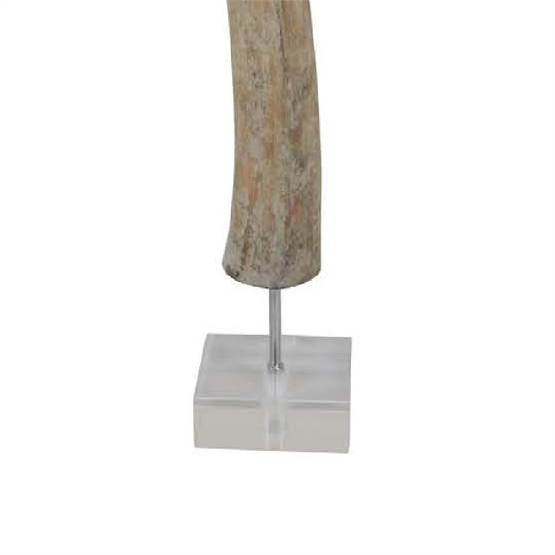Benjara Linaa Decorative Antler Horn- Brown Resin Clear Acrylic Base- 32 Inch