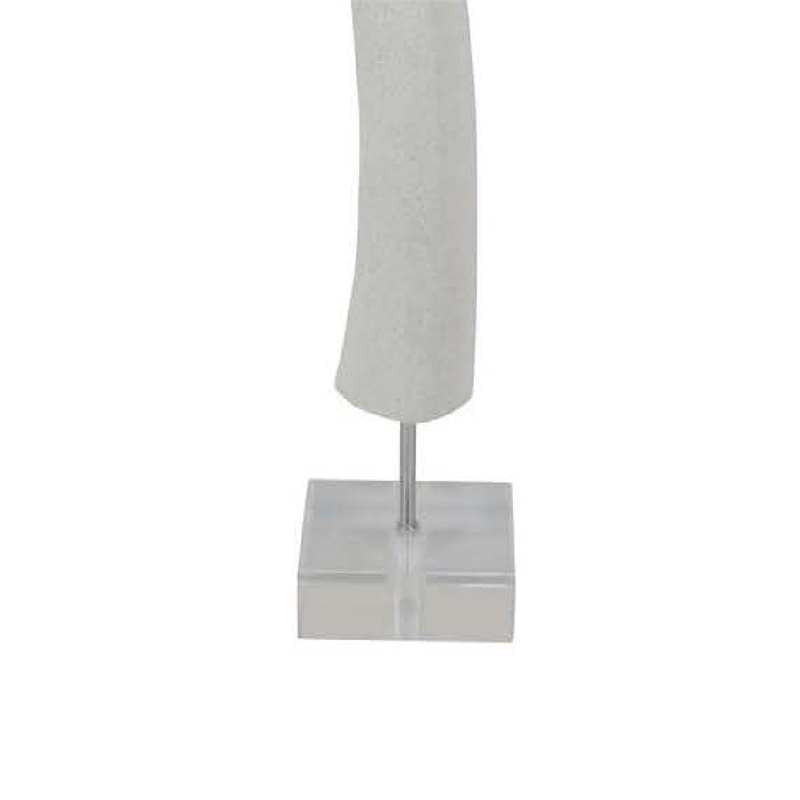 Benjara Linaa Decorative Antler Horn- White Resin Clear Acrylic Base- 32 Inch