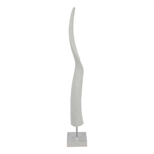 Benjara Linaa Decorative Antler Horn- White Resin Clear Acrylic Base- 32 Inch