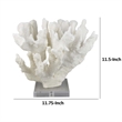 Benjara Manala Coral Sculpture with Clear Acrylic Base- White Resin 12 Inch