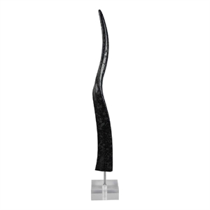 Benjara Linaa Horn Antler Black Resin- Chrome Metal- Clear Acrylic- 32 Inch