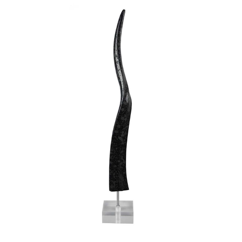 Benjara Linaa Horn Antler Black Resin- Chrome Metal- Clear Acrylic- 32 Inch