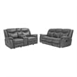 Benjara Conie 2pc Manual Recliner Sofa and Loveseat Set- Gray Faux Leather